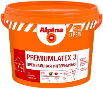 Краска ВД-АК Alpina EXPERT Premiumlatex 3 База 3 (прозрачная) 9,4 л / 14,9 кг в Минске - картинка Картинка: краска вд-ак alpina expert premiumlatex 3 база 3 (прозрачная) 9,4 л / 14,9 кг в Минске