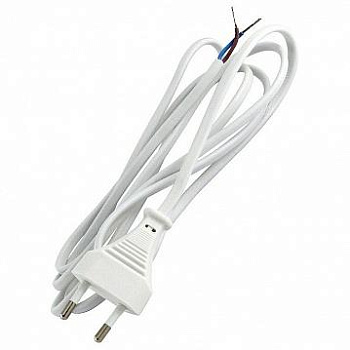 Шнур с плоской вилкой ШУ02 ШВВП 2х0,75мм2 (белый) 1,7м  в Минске - картинка Картинка: шнур с плоской вилкой шу02 шввп 2х0,75мм2 (белый) 1,7м  в Минске