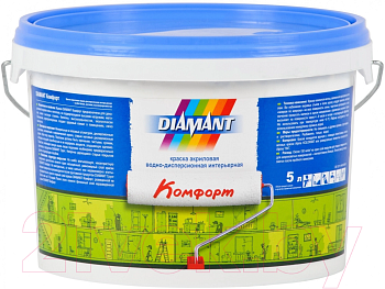 Картинка: краска вд-ак  diamant комфорт (белая)  5 л / 7,2 кг в Минске