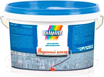 Краска акриловая в/д белая  Diamant Надежный фасад 15,5 кг в Минске - картинка Картинка: краска акриловая в/д белая  diamant надежный фасад 15,5 кг в Минске
