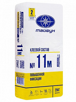 Картинка: состав клеевой повышенной фиксации тайфун-мастер № 11м  цементный,морозостройкий (меш 25кг) в Минске