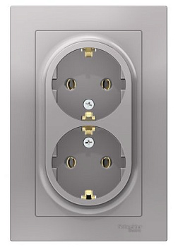 Розетка AtlasDesign 2-мест. с/з б/ш с/рамк., (алюминий) т.м.Schneider Electric в Минске - картинка Картинка: розетка atlasdesign 2-мест. с/з б/ш с/рамк., (алюминий) т.м.schneider electric в Минске