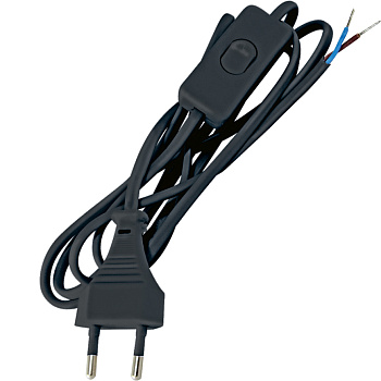 Шнур с выкл. и плоской вилкой ШУ01В ШВВП 2х0,75мм2  (черный) 2м в Минске - картинка Картинка: шнур с выкл. и плоской вилкой шу01в шввп 2х0,75мм2  (черный) 2м в Минске