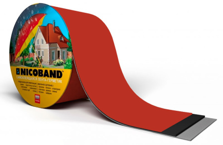 Изображение: лента герметизирующая  10смх3м самоклеящаяся nicoband (красная) в Минске