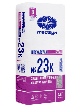 Изображение: штукатурка тайфун-мастер № 23к-3 цементная белая корник 2,5мм (25кг) в Минске