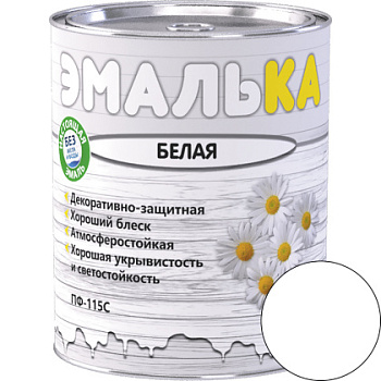 Картинка: эмаль пф-115 с эмалька для отделочных наружных и внутренних работ белая 2,0л (1,9кг)  в Минске