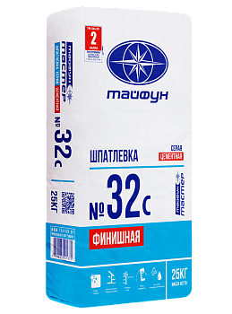 Картинка: шпатлевка цементная тайфун-мастер № 32-с серая финишная (25кг) в Минске