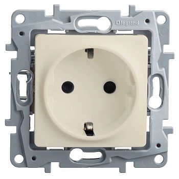 Розетка 2P+E нем.стд. (слоновая кость)  Etika т.м.Legrand в Минске - картинка Картинка: розетка 2p+e нем.стд. (слоновая кость)  etika т.м.legrand в Минске