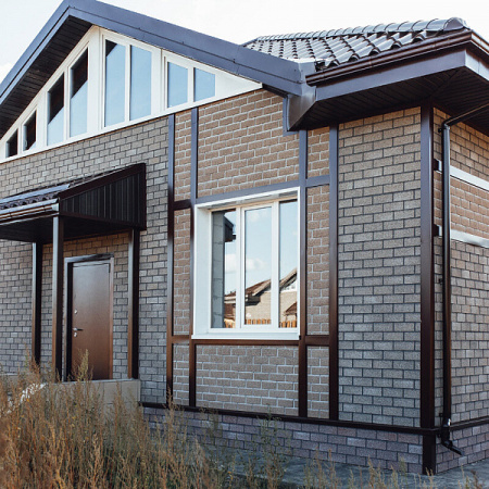 Изображение: плитка фасадная технониколь hauberk серо-бежевый кирпич в Минске