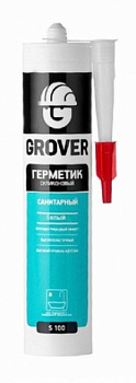 Герметик силиконовый санитарный Grover S 100 белый, картридж 300 мл 