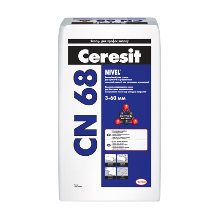 Изображение: смесь сухая самовыравнивающаяся растворная ceresit cn68 для стяжек (гипсоцементная)  (25кг) в Минске