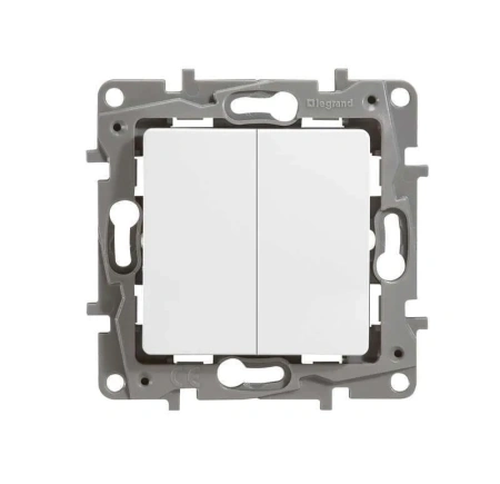 Изображение: выключатель 2-кл. с подсв.  (белый) etika т.м.legrant в Минске