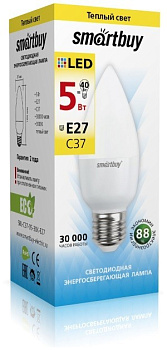 Лампа светодиодная (LED) Smartbuy-C37-05W/3000/E27  в Минске - картинка Картинка: лампа светодиодная (led) smartbuy-c37-05w/3000/e27  в Минске