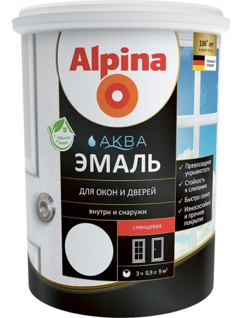 Эмаль акриловая водно-дисперсионная Alpina Аква для окон и дверей глянцевая 2,5 л/3,05 кг в Минске - изображение Изображение: эмаль акриловая водно-дисперсионная alpina аква для окон и дверей глянцевая 2,5 л/3,05 кг в Минске