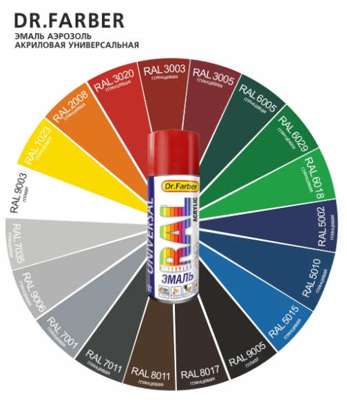 Изображение: эмаль-аэрозоль dr.farber акриловая универсальная ral 3005 глянцевая винно-красный 520 мл  в Минске