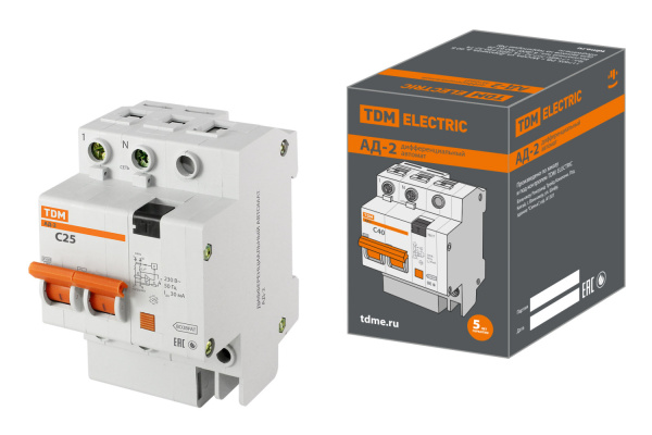 Автоматы дифференциальные  АД -2 2Р 25А TDM (30м) в Минске - изображение Изображение: автоматы дифференциальные  ад -2 2р 25а tdm (30м) в Минске